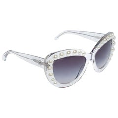 Chanel Clear/Black Gradient 71096 Pearl Cateye Sunglasses