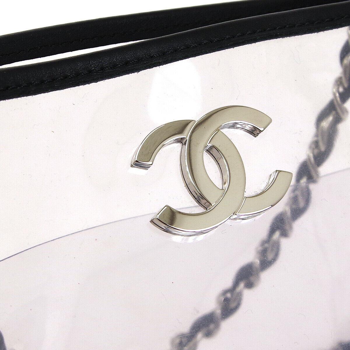 Chanel Clear Black Leather Trim Silver Large Carryall Shopper Shoulder Tote Bag

PVC
Leather
Silver tone hardware
Date code present
Made in France
Shoulder strap drop 15