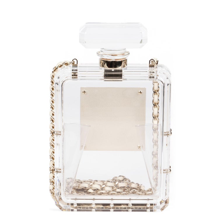 Chanel Clear Plexiglass Perfume Bottle Minaudière at 1stDibs
