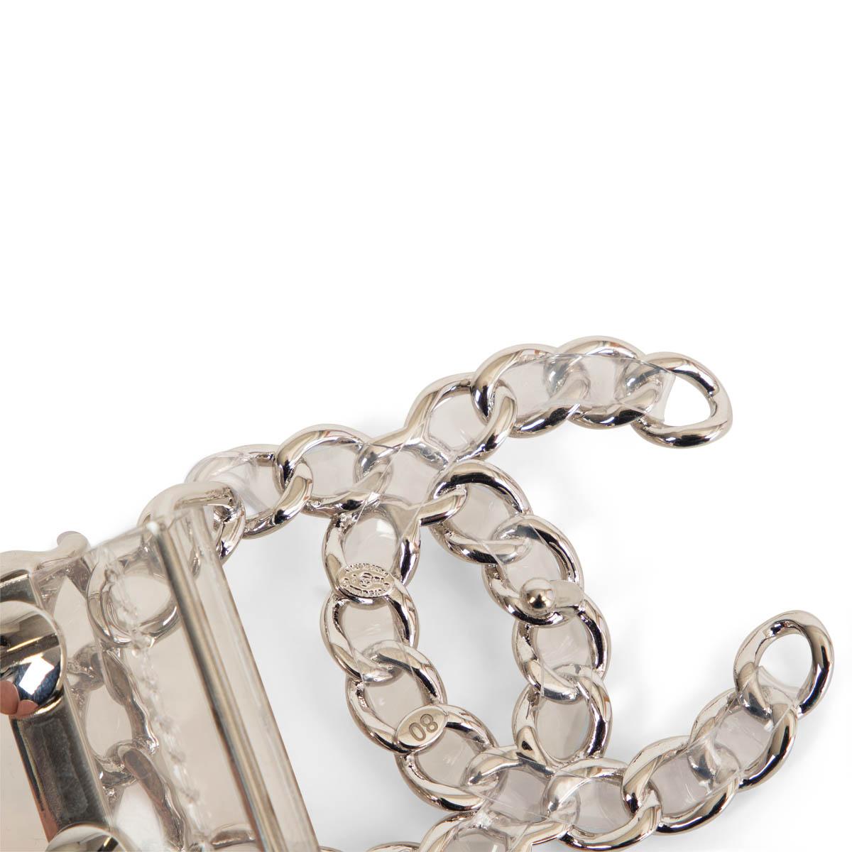 Beige CHANEL clear PVC CHAIN CC BUCKLE Belt 80