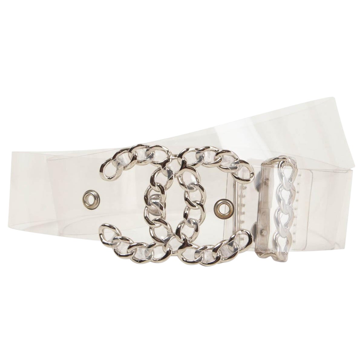 CHANEL clear PVC CHAIN CC BUCKLE Belt 80