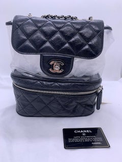 CHANEL Clear PVC Quilted Crumpled Matelasse Backpack Silver Hardware