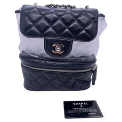 CHANEL Clear PVC Quilted Crumpled Matelasse Backpack Silver Hardware