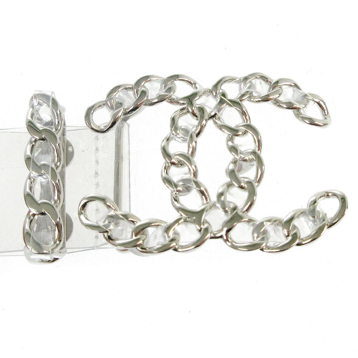 Gray Chanel Clear PVC Silver Charm CC Buckle Waist Belt