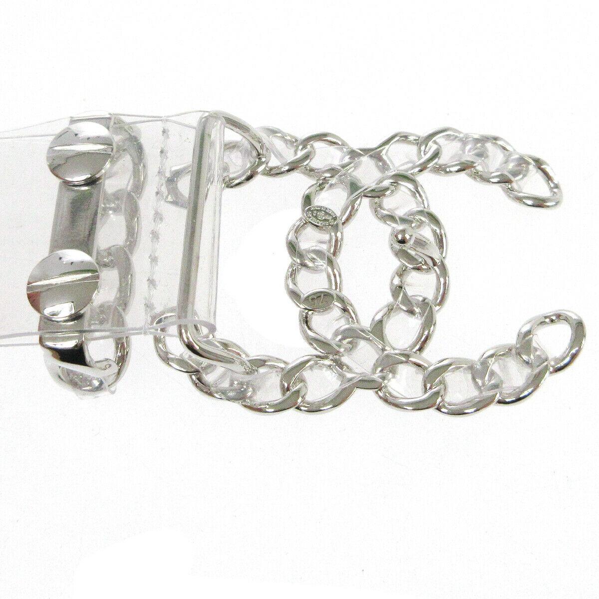 Chanel Clear PVC Silver Charm CC Buckle Waist Belt In Good Condition In Chicago, IL