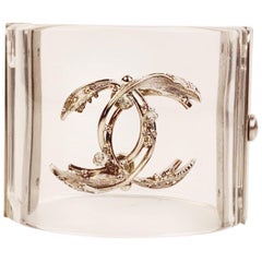 Chanel Clear Resin and CC Logo Wide Cuff Bracelet Manchette