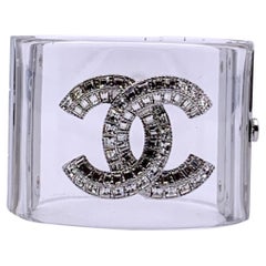 Chanel Clear Resin and CC Logo Wide Cuff Bracelet Manchette