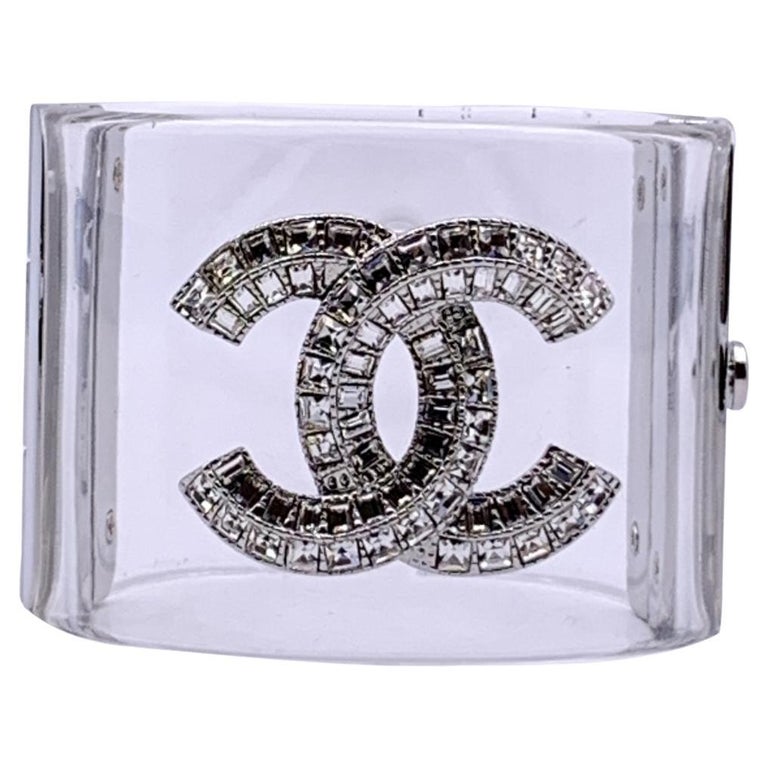 Chanel Clear Resin and CC Logo Wide Cuff Bracelet Manchette For Sale at  1stDibs