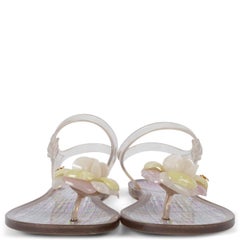 CHANEL clear rubber 2013 13C CAMELLIA THONG Sandals Shoes 38