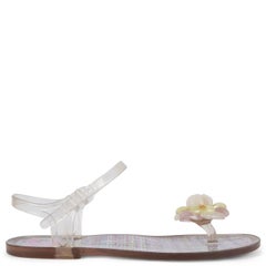 CHANEL clear rubber 2013 13C CAMELLIA THONG Sandals Shoes 38