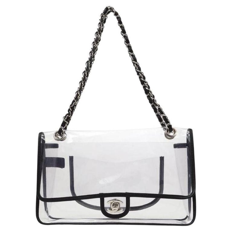 Chanel Vintage Clear Quilted Vinyl Micro Classic Single Flap Bag