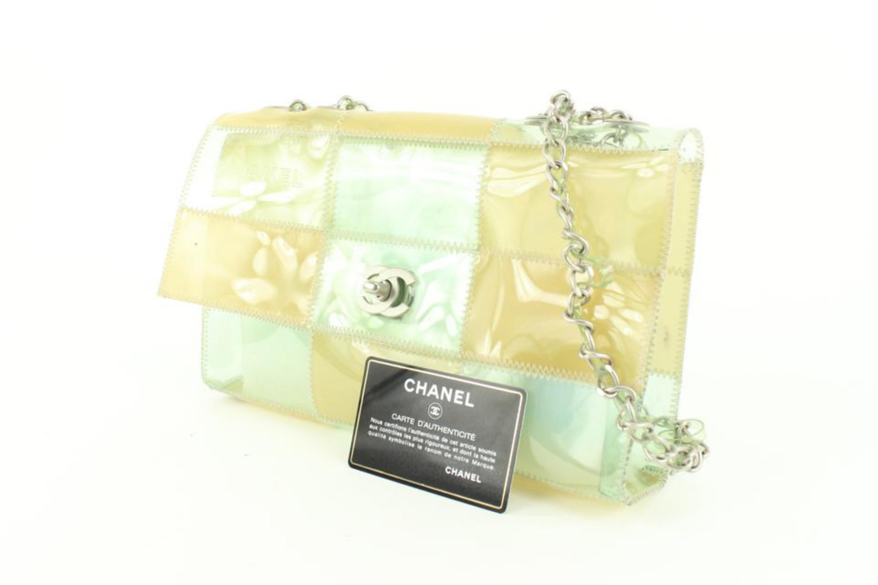 Chanel Klar Vinyl Patchwork Naked Flap Kette Transluzente Tasche 1025c27 im Angebot 7