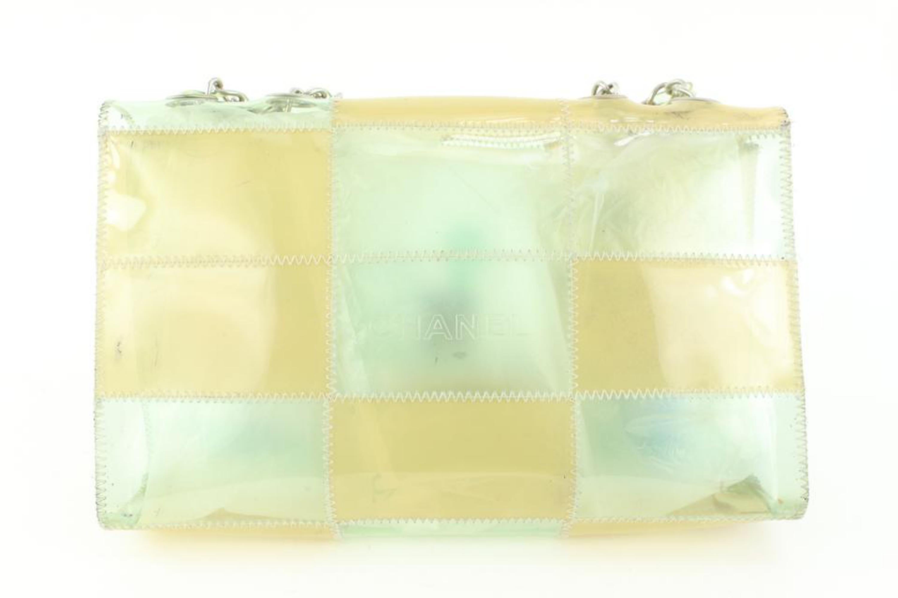 Green Chanel Clear Vinyl Patchwork Naked Flap Chain Translucent Bag 1025c27 For Sale