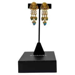 CHANEL clip on earrings fringe Spring 1995 "Barbie"