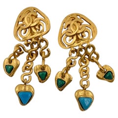 CHANEL clip on earrings fringe Spring 1995 "Barbie"