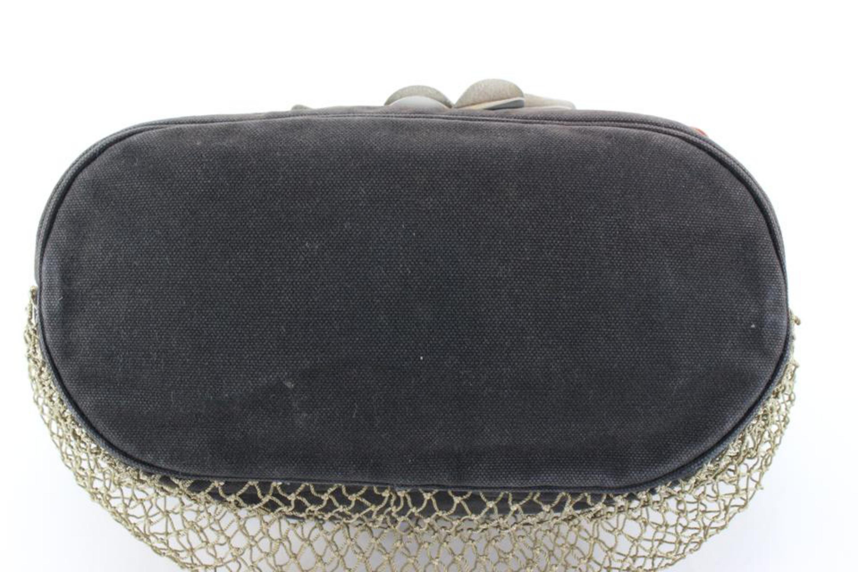 Donna Chanel Clover Flower Rope Handle Fish Net Hand Bag Tote 10cc720s in vendita