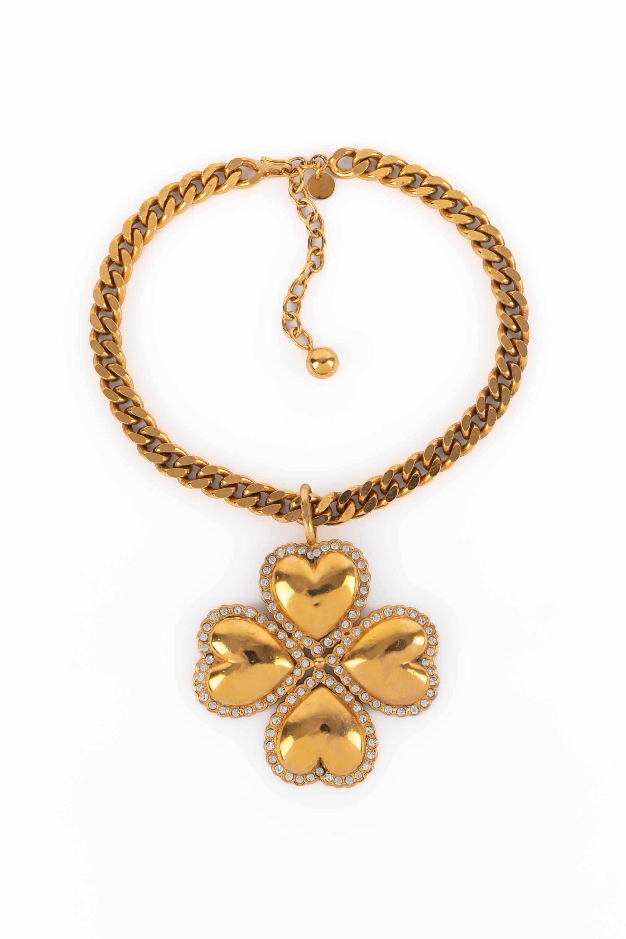 Chanel clover necklace 1985s In Excellent Condition For Sale In SAINT-OUEN-SUR-SEINE, FR