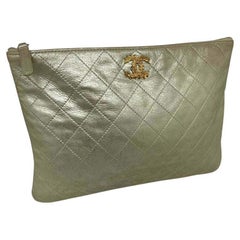 Used Chanel Clutch Bag Leather In Gold
