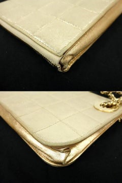 Chanel Clutch Chocolate Bar Handcuff Pochette 233769 Gold Leather Wristlet