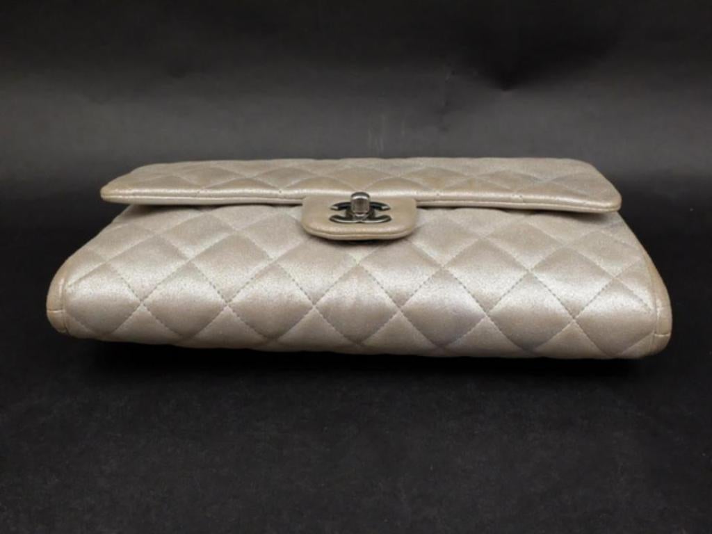 Chanel Clutch Classic Flap Quilted Jumbo Chain 231197 Silver Leather Shoulder Ba For Sale 5