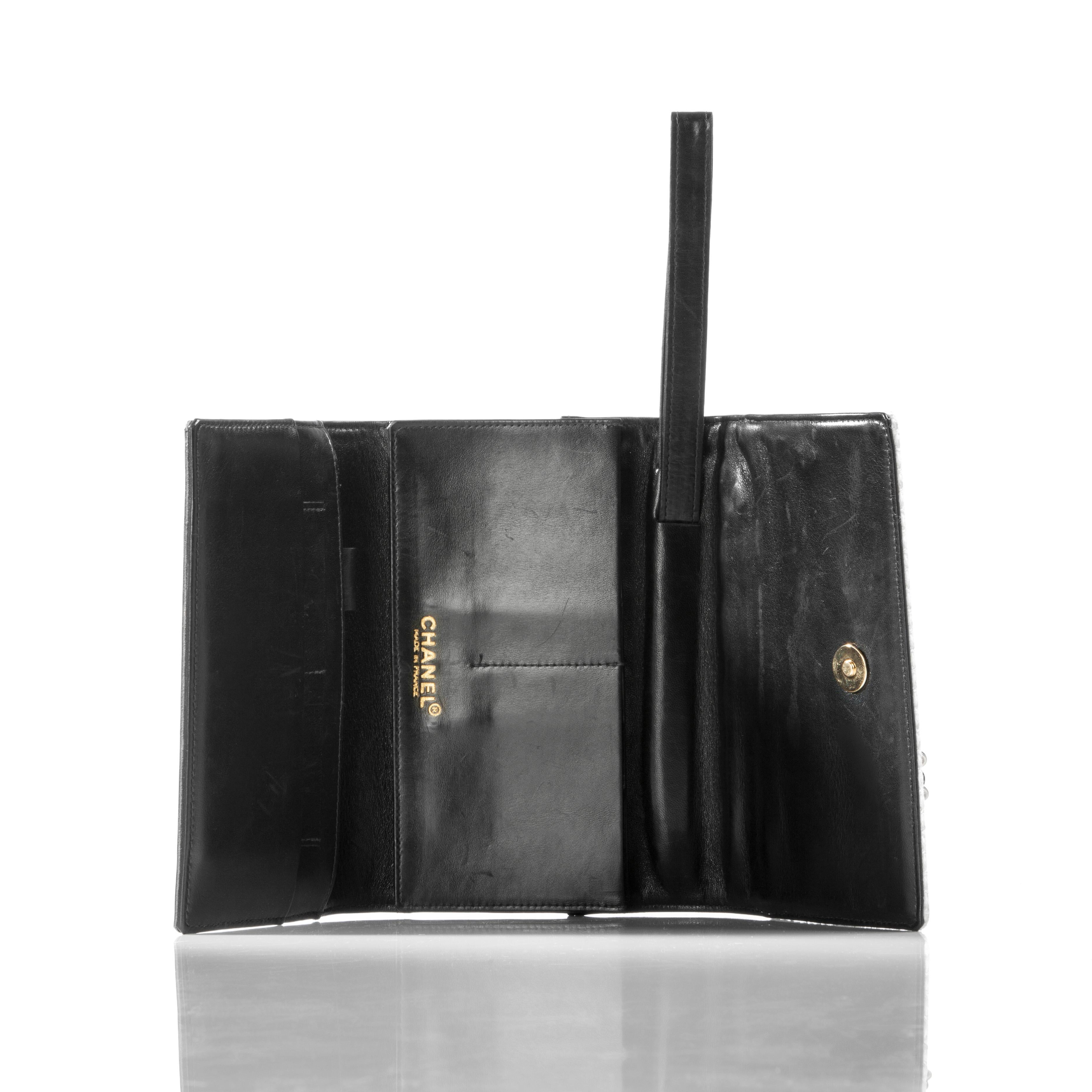 Chanel Clutch Designed With Patent Leather Lambskin Tweed Camelia Flower For Sale 6