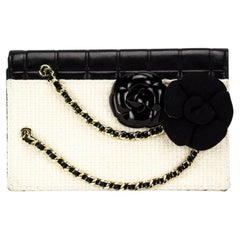 Chanel Clutch Designed With Patent Leather Lambskin Tweed Camelia Flower