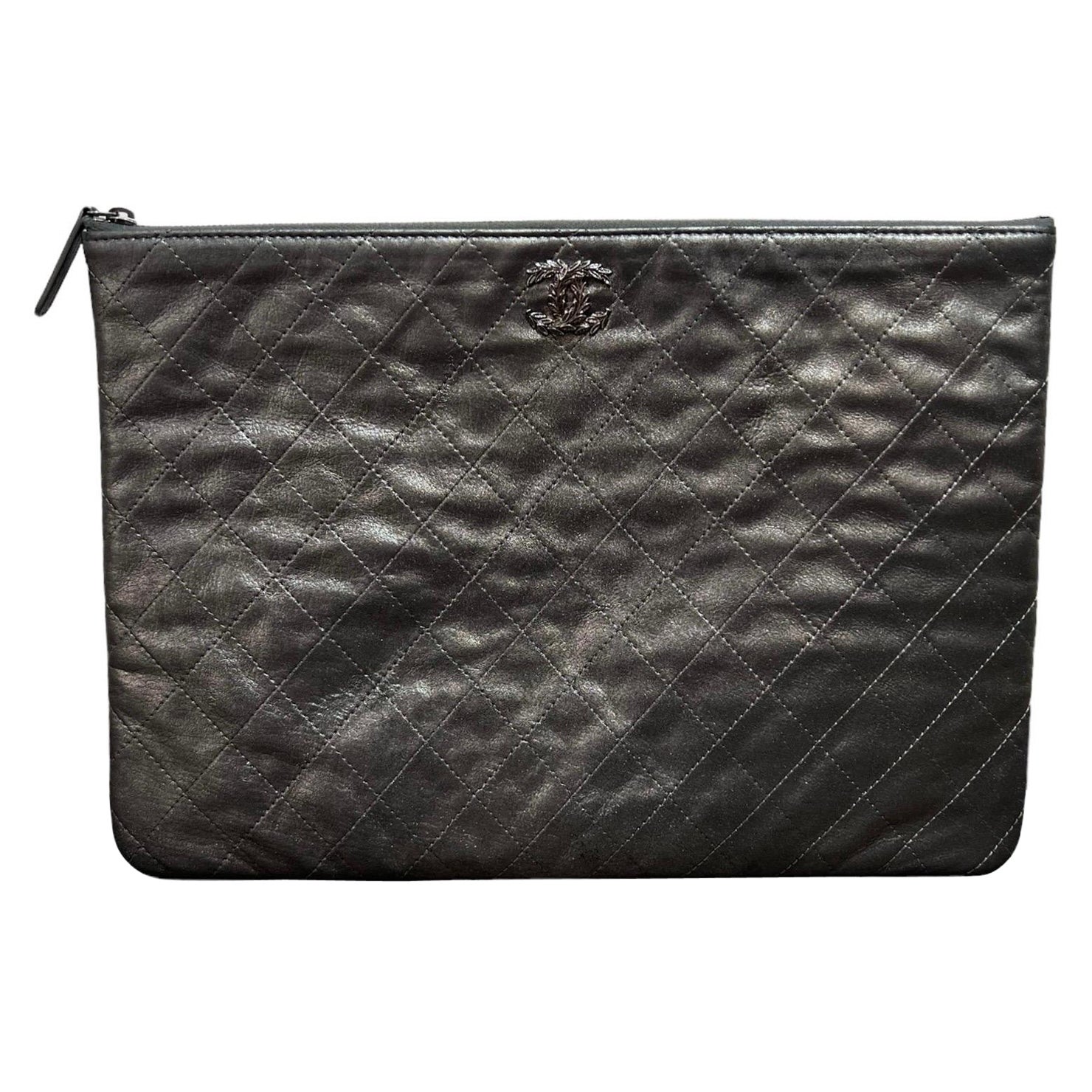 Chanel Clutch Blume CC Grigia Borsa A Mano