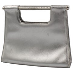 Chanel clutch in silver leather