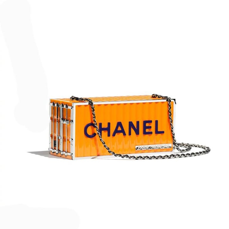 Chanel Clutch Paris-hamburg Lucite Shipping Container Yellow Shoulder Bag  For Sale at 1stDibs | chanel shipping container bag, chanel container bag