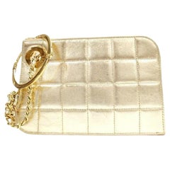 Chanel Clutch Quilted Chocolate Bar Handcuff 238087 Gold Lambskin Leather