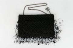 Chanel Clutch Silk Bag in Black and White Feathers, 2011