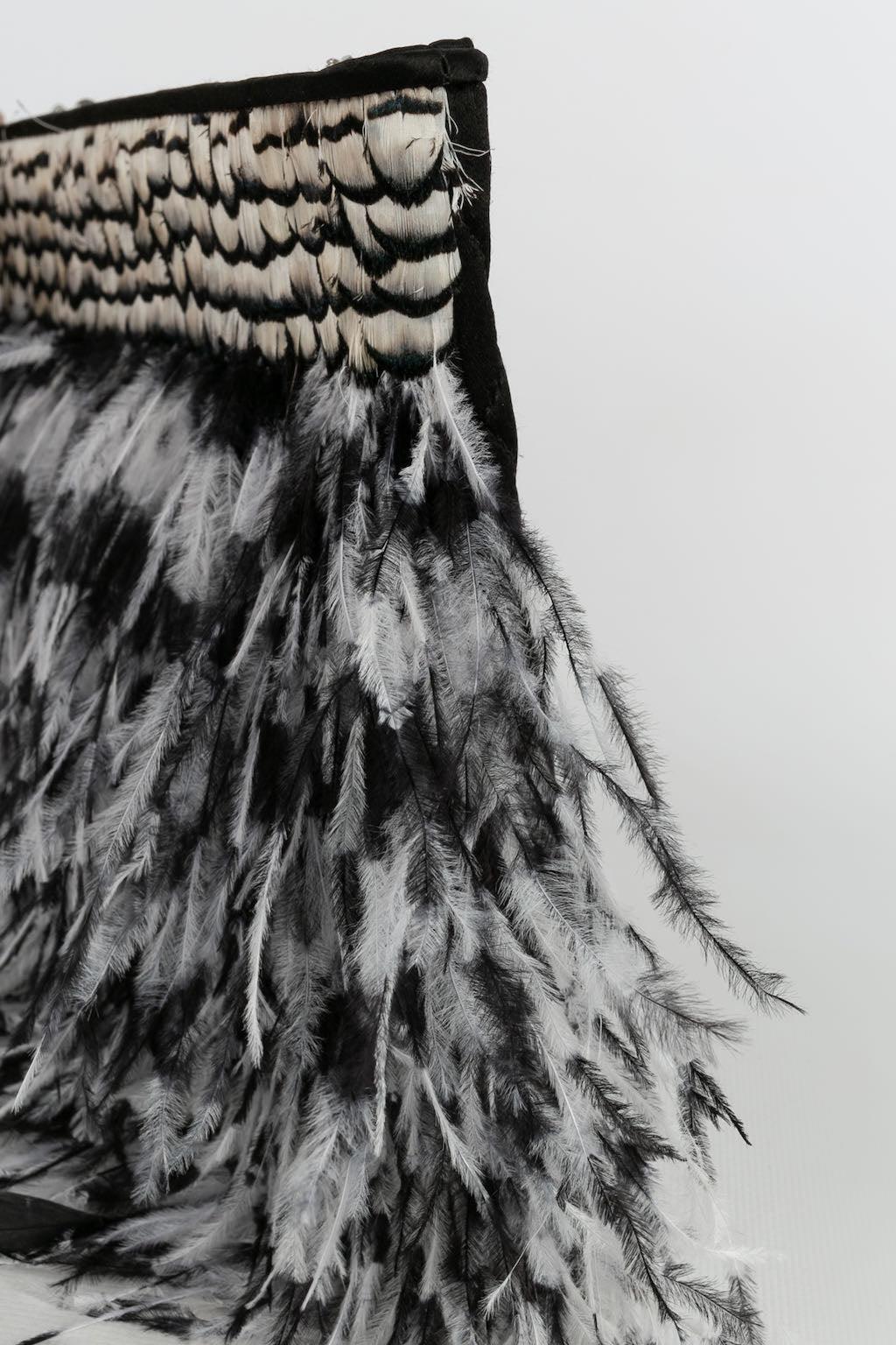 Women's Chanel Clutch Silk Bag in Black and White Feathers, 2011