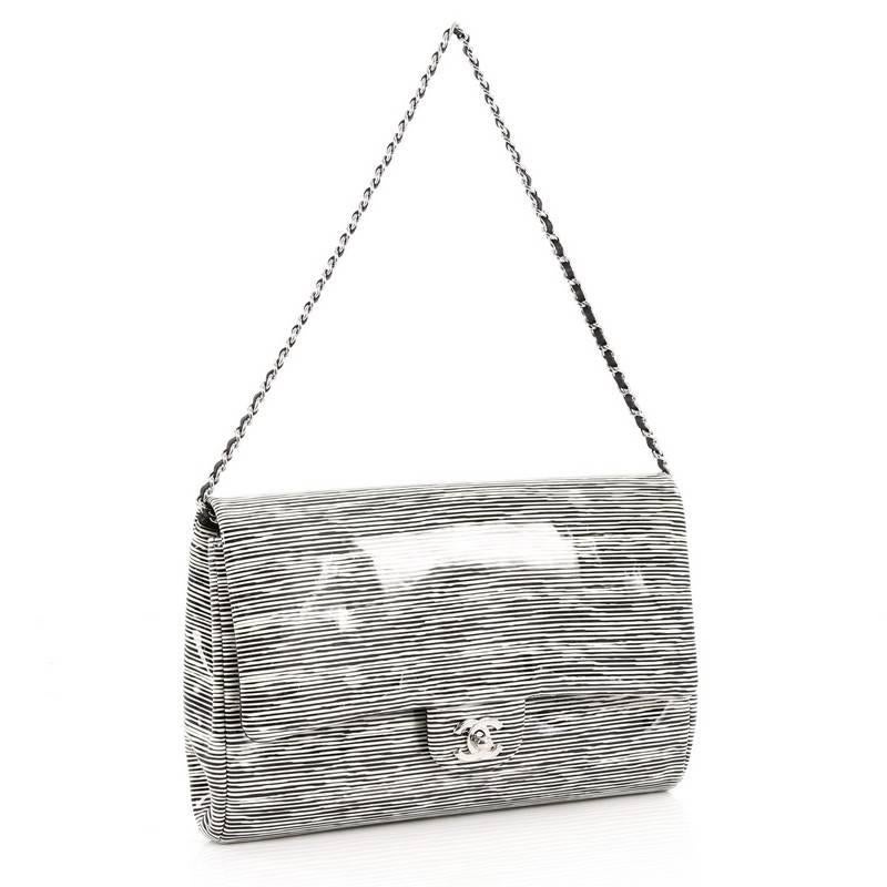 Gray Chanel Clutch with Chain Printed Patent 
