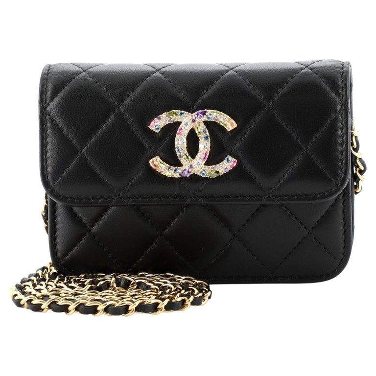 Chanel Clutch with Chain Quilted Lambskin with Zirconium Small at 1stDibs