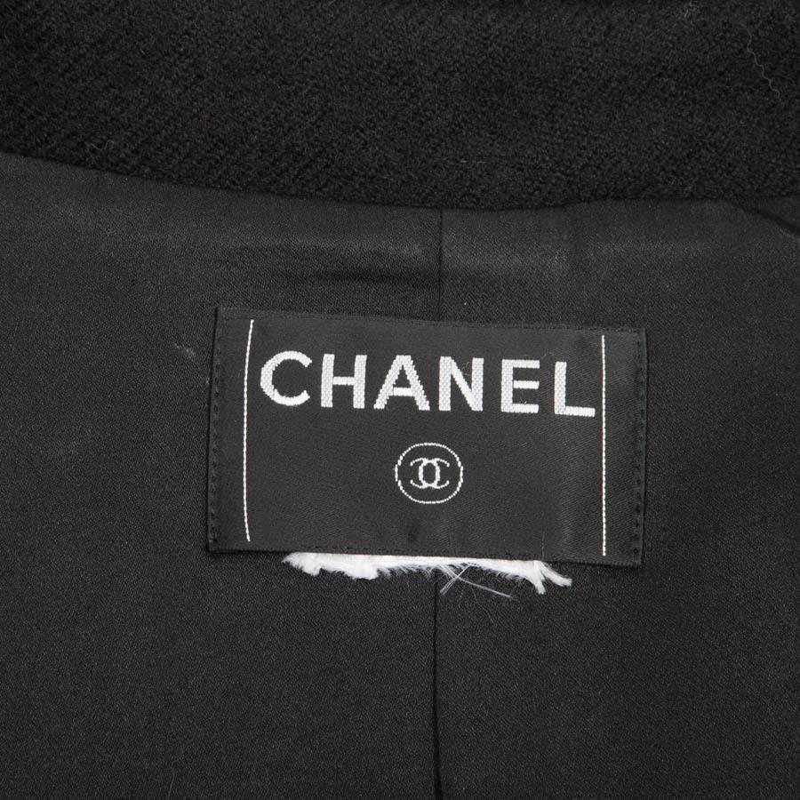 Women's CHANEL Coat in Black Wool Size 38FR