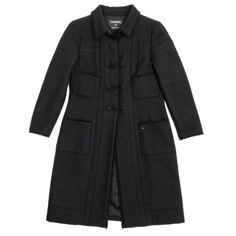 CHANEL Coat in Black Wool Size 38FR at 1stDibs | chanel black coat, black  chanel coat