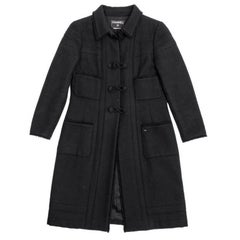 CHANEL Coat in Black Wool Size 38FR