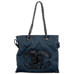 Used Chanel Coated Denim CC Logo Shopper