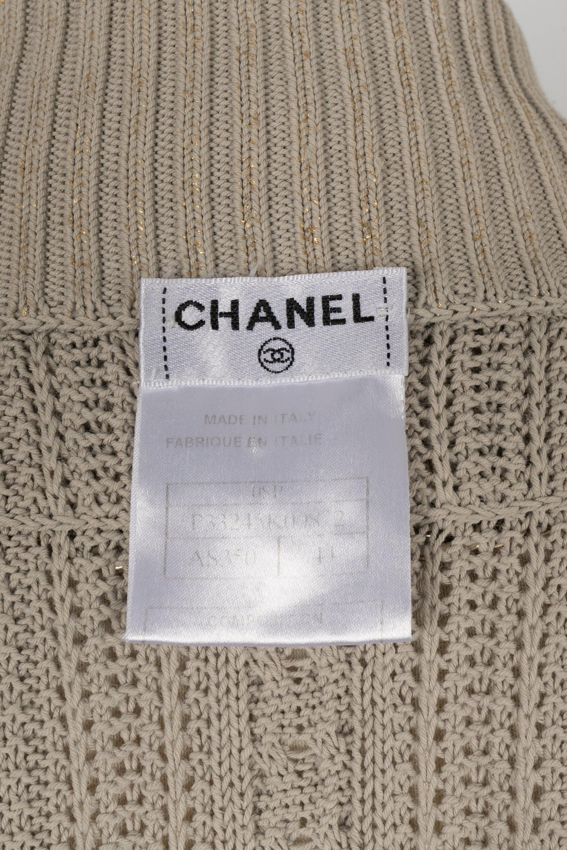 Chanel Coated Mesh Cardigan in Beige/Golden Tones, 2008 For Sale 5