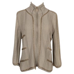 Chanel Strickjacke aus beschichtetem Mesh in Beige/Goldtönen, 2008