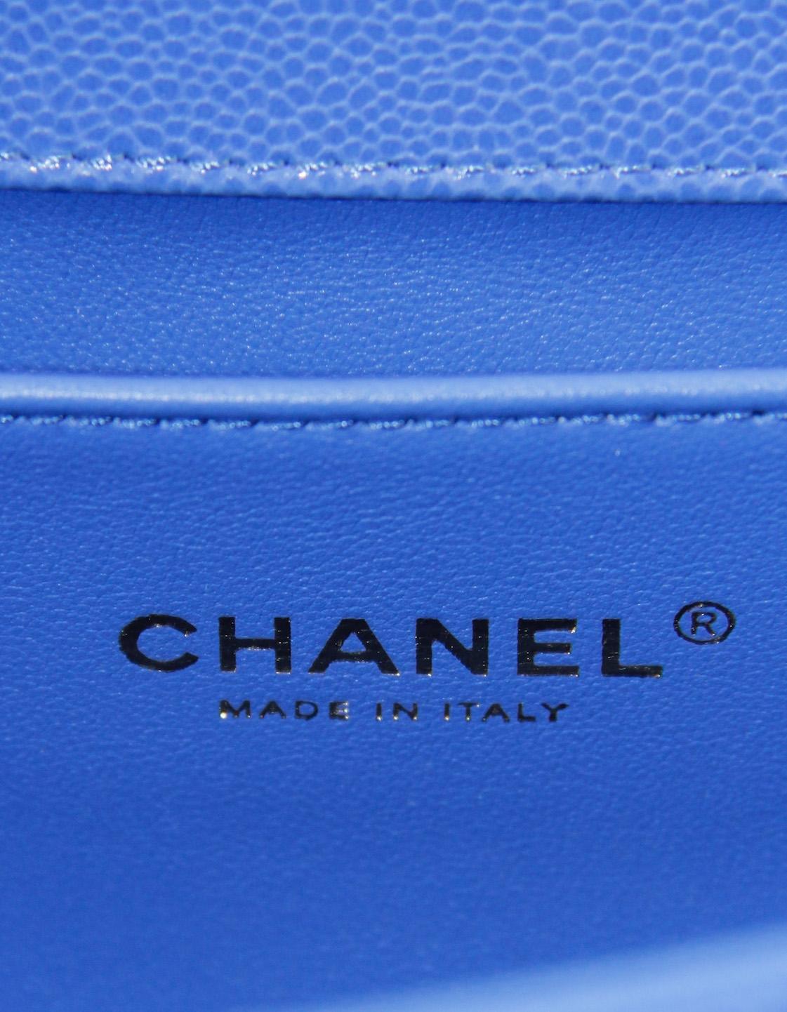 Chanel Cobalt Blue Caviar Leather Chevron Quilted Medium Boy Bag For Sale 4