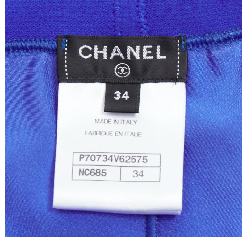 CHANEL cobalt blue crystal CC logo coco waistband leggings FR34 XS 4