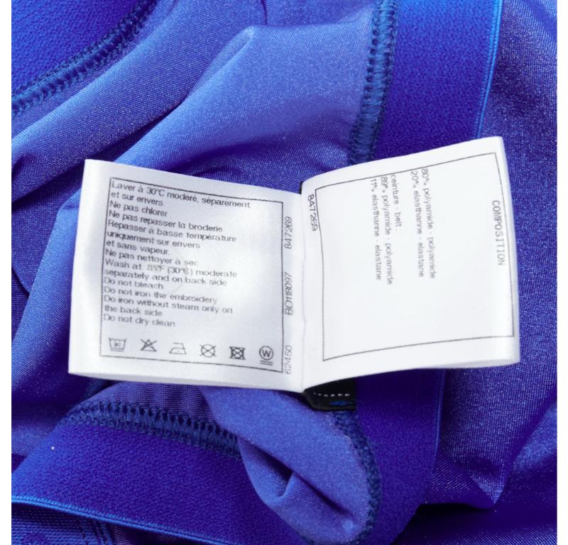 CHANEL cobalt blue crystal CC logo coco waistband leggings FR34 XS 5