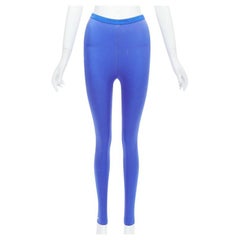 CHANEL cobalt blue crystal CC logo coco waistband leggings FR34 XS