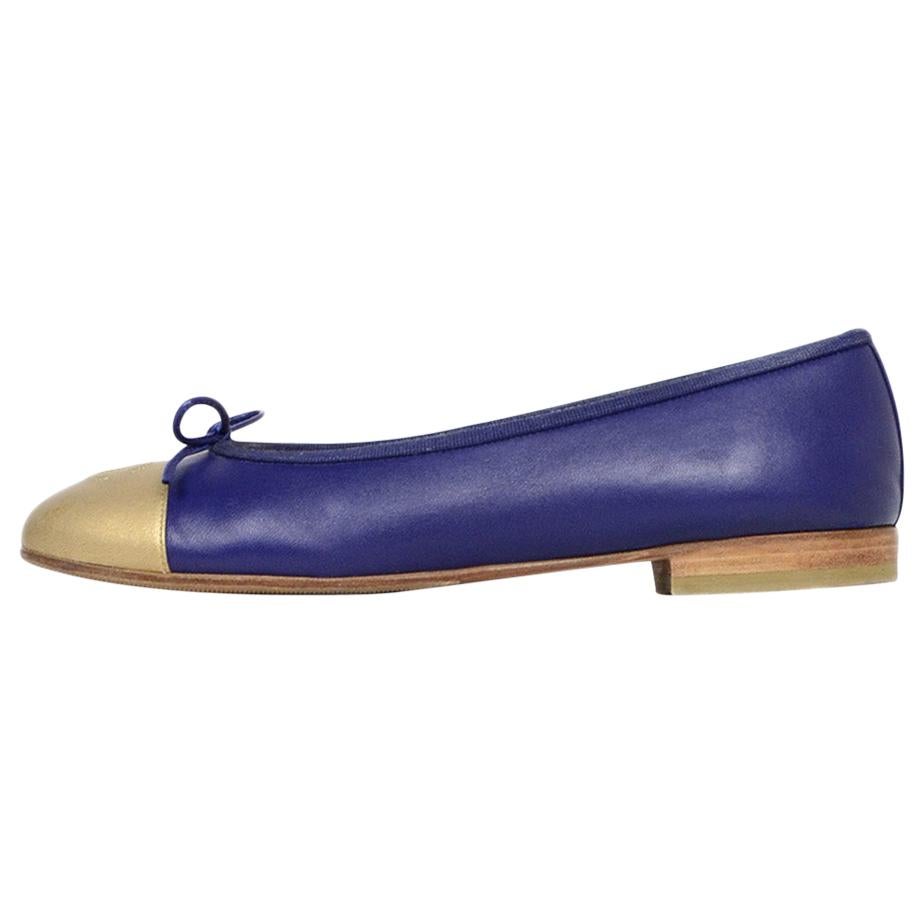 Chanel Cobalt Blue/Gold Leather CC 