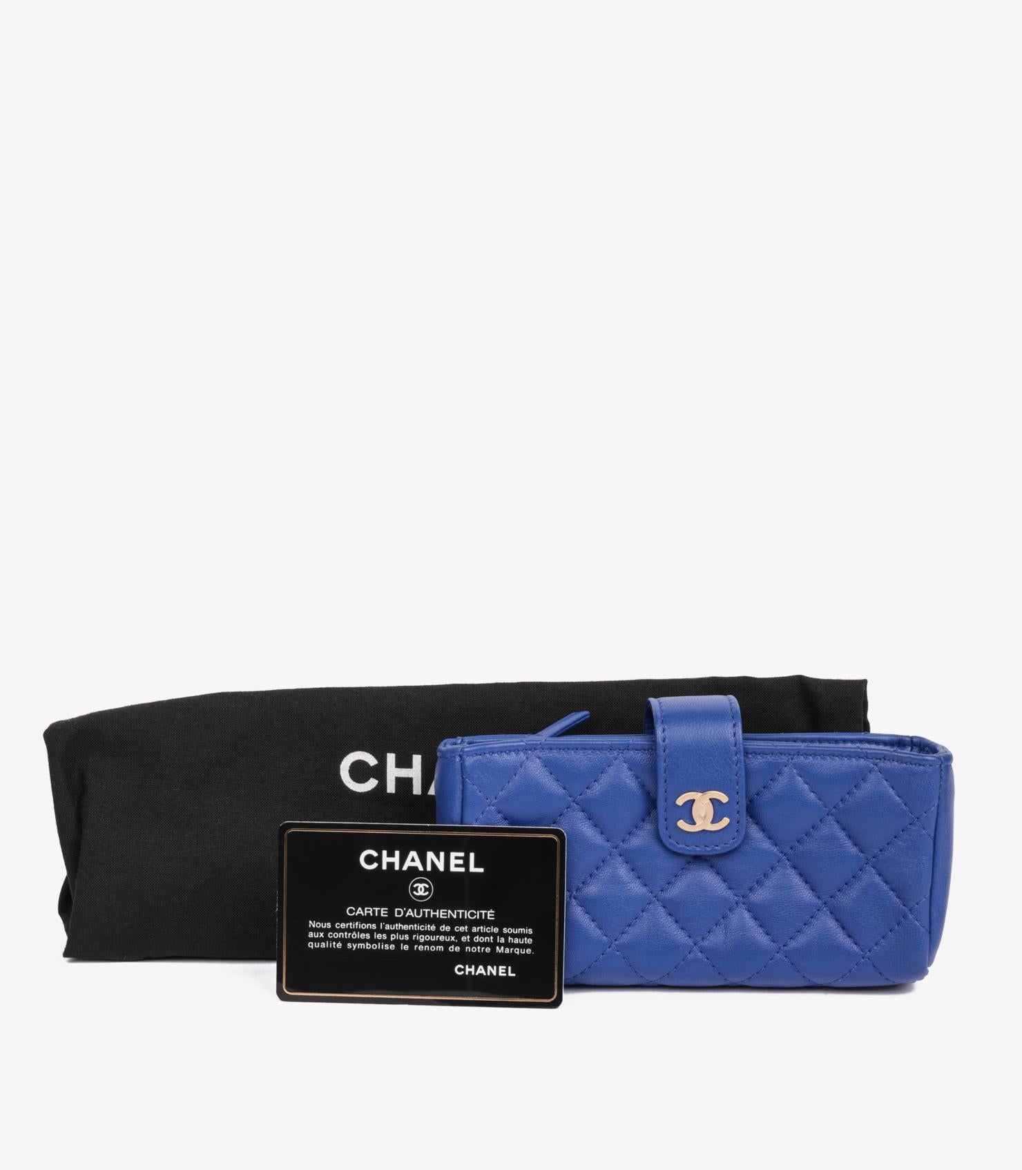 Chanel Cobalt Blue Quilted Lambskin Mini Pouch In Excellent Condition In Bishop's Stortford, Hertfordshire