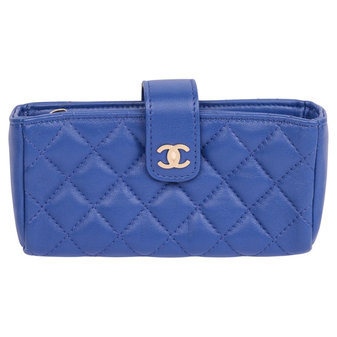 Chanel Cobalt Blue Quilted Lambskin Mini Pouch at 1stDibs