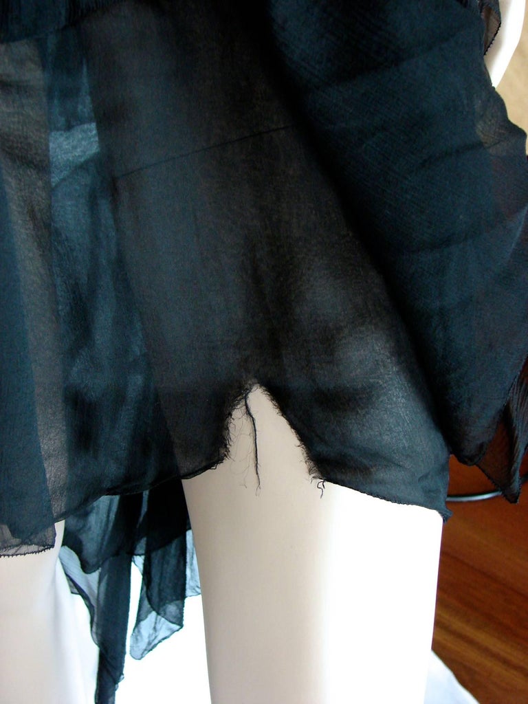 Chanel Cocktail Dress Flapper Style Layered Black Silk Chiffon Size 6 Rare 1970s For Sale 7