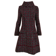Chanel Cocktail Tweed Dress in Burgundy, Black and White New with tag