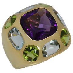 Chanel Coco Baroque Multi-Color Gemstone Yellow Gold Ring